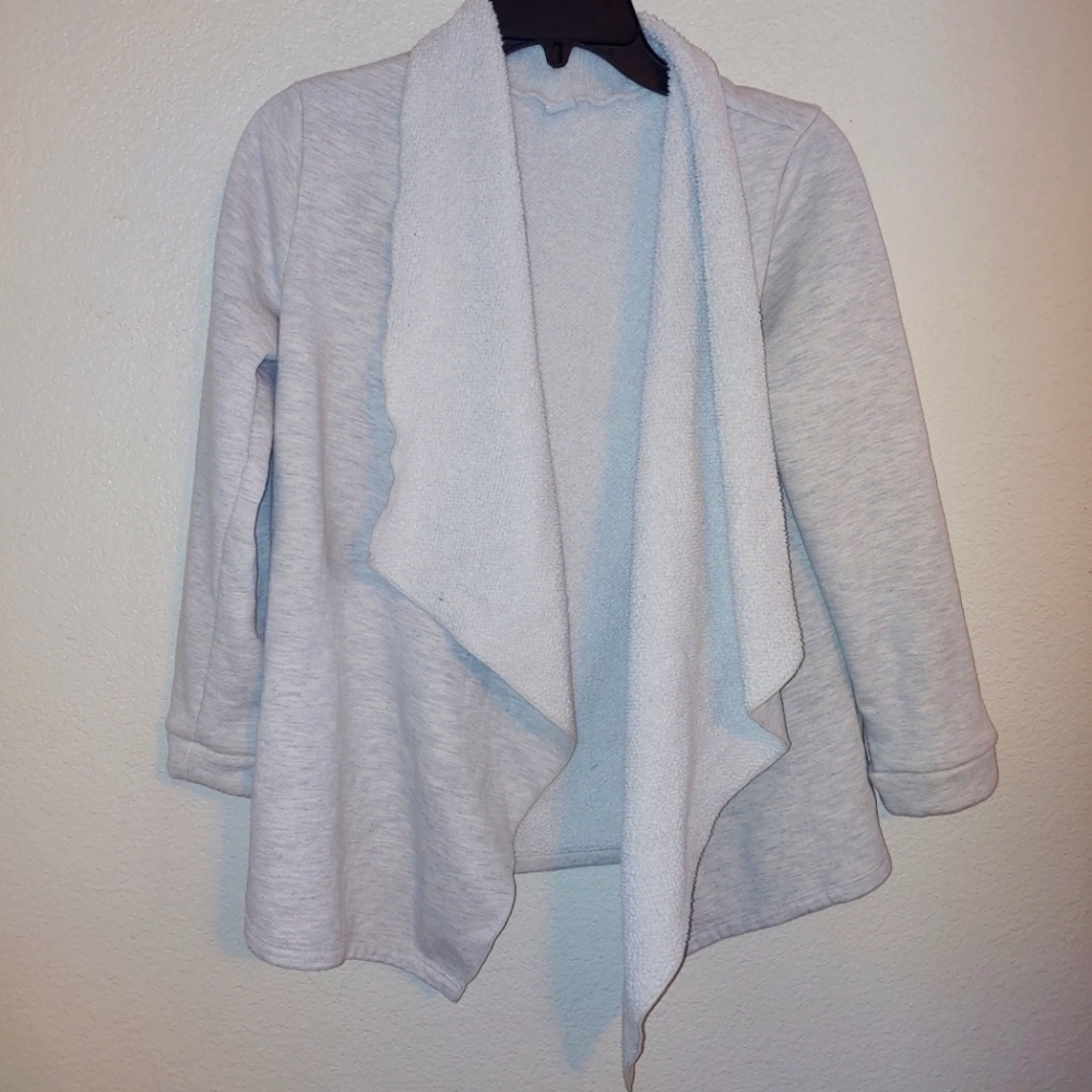 Girls 14 old navy fleece cardigan waterfall front gray